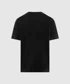 Back view of plain black short sleeve men's streetwear t-shirt on white background