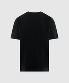 Back view of plain black short sleeve men's streetwear t-shirt on white background