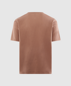 Back view of a plain brown men's streetwear short sleeve t-shirt on white background