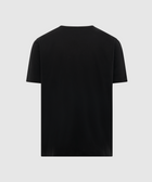 Back view of plain black short sleeve men's streetwear t-shirt on white background
