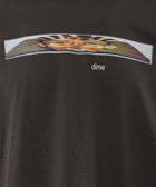 Black streetwear t-shirt with abstract Pharaoh graphic and small white 'dime' text