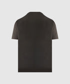 Back view of a plain black men's streetwear short sleeve t-shirt on white background
