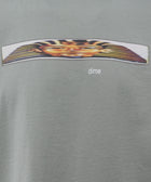 Grey graphic streetwear t-shirt with distorted pharaoh print and 'dime' text on chest