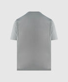 Back view of plain gray men's streetwear short sleeve t-shirt on white background