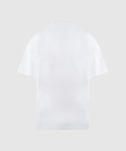 Back view of plain white short sleeve men's streetwear t-shirt on gray background