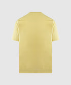 Back view of plain yellow men's short sleeve streetwear t-shirt on white background