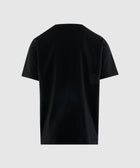 back view of plain black men's streetwear t-shirt on white background