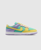 Multicolor pastel low-top sneaker with yellow, mint green, purple, and pink panels on white sole