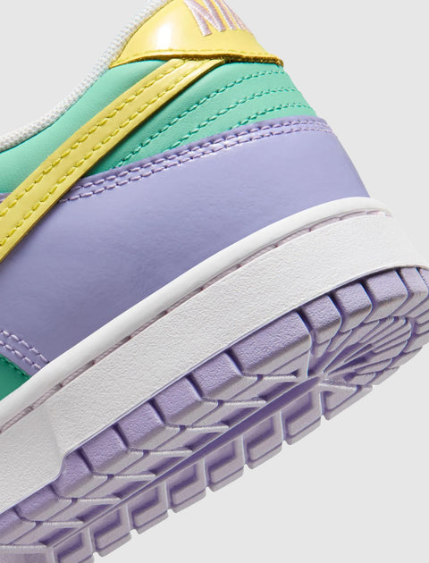 Pastel low-top sneaker with yellow, mint green, and lavender panels and white sole
