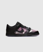 Black and pink low-top sneaker with translucent panels on a light gray background