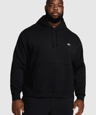 Man wearing a black Nike SB hoodie with front pocket and drawstrings, streetwear style