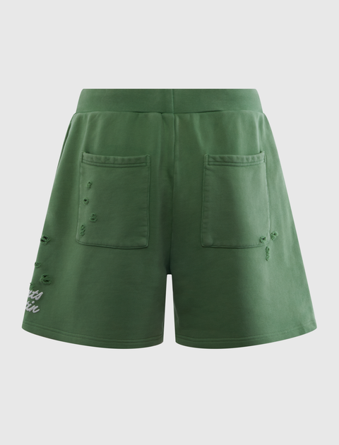 GREEN PATCH POCKET SWEATSHORTS