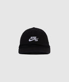 Black Nike SB dad hat with white embroidered logo, streetwear accessory