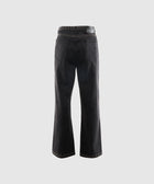 Back view of black studded men's denim jeans with straight leg and silver detailing