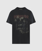 Black streetwear t-shirt with 'HONOR' text, palm trees, and ice cream truck graphic print