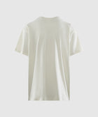 Back view of plain bone-colored short sleeve t-shirt on white background