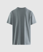 Back view of a plain green short-sleeve men's streetwear t-shirt on white background