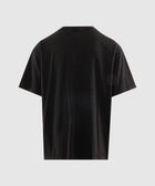 Back view of a plain black short sleeve men's streetwear t-shirt on white background