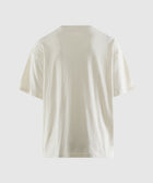 back view of plain bone white short sleeve men's streetwear t-shirt on white background