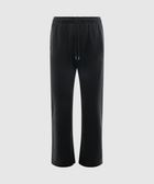 Black men's straight-leg sweatpants with drawstring waist on plain background