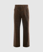 Men's brown leopard print straight-leg pants with button closure, streetwear style
