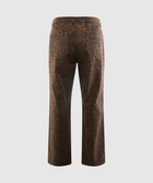 Back view of men's brown leopard print straight leg pants with patch pockets