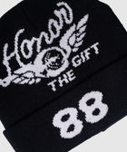 Black knit beanie with white Honor The Gift logo and number 88 on the cuff