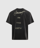Black men's streetwear t-shirt with 'Concert in the City' text on the back.