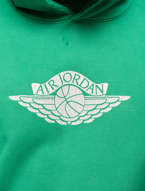 Green hoodie with white Air Jordan Wings basketball logo on chest