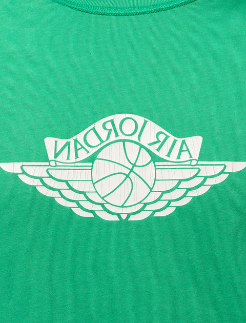 Green streetwear T-shirt with white basketball wings graphic and bold lettering detail
