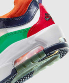 Close-up of multicolor Nike Air Max sneaker heel with visible air unit and textured sole.