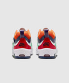 Back view of multicolor Nike SB sneakers with red, orange, green, and navy accents