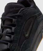 Black suede and mesh skate sneaker with gum sole and embroidered logo details