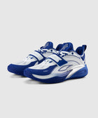 Men's streetwear sneakers in blue and white with mesh and synthetic details on a white background.
