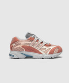 Clay pink mesh and leather athletic sneaker with white laces and cushioned sole