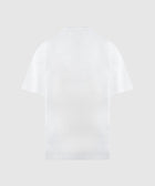 Back view of plain white short sleeve men's streetwear t-shirt on light background