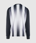 Men's long sleeve shirt with black and white gradient vertical stripes, streetwear style