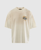 Beige oversized streetwear t-shirt with 'Represent England' graphic on chest