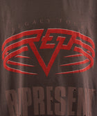Close-up of graphic men's streetwear tee with red logo and RIPRESENT Legacy Tour text