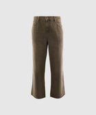 Wide leg brown denim jeans for men, front view, streetwear style, neutral background