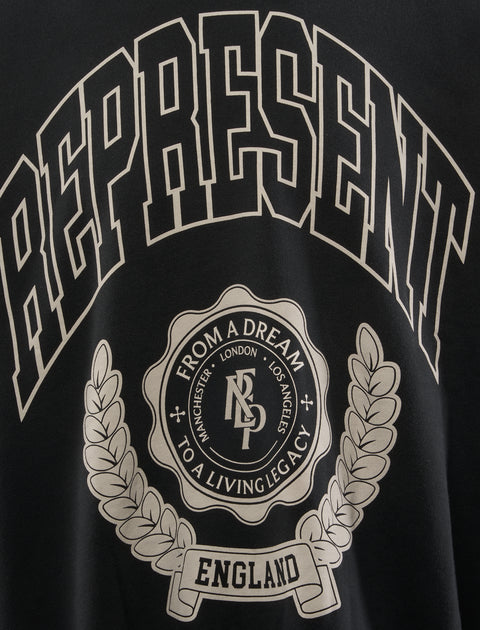 Black streetwear shirt with bold REPRESENT graphic and England crest detail