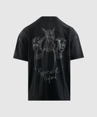 Black streetwear t-shirt with graphic of three dogs and text 'Represent England' on the back