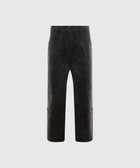 Black men's streetwear pants with subtle camo pattern and studded detailing on front