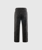 Back view of black men's streetwear pants with patch pockets, subtle camo detail, and grommet accents on legs