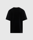 Back view of plain black short sleeve men's streetwear t-shirt on white background
