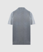 Back view of a plain grey short sleeve men's streetwear t-shirt on white background
