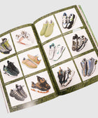 Open magazine displaying various men's sneakers and running shoes on white backgrounds.