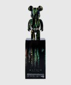 Bearbrick Matrix Resurrections collectible figure with green code design on display box